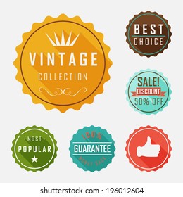 retro badge and label flat design with long shadow