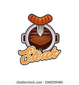 Retro badge, label, logo design templates for grill and steak house.