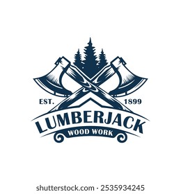 Retro Badge Lumberjack Vintage Logo Vector Template. Vector illustration