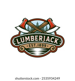 Retro Badge Lumberjack Vintage Logo Vector Template. Vector illustration