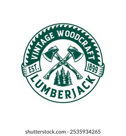 Retro Badge Lumberjack Vintage Logo Vector Template. Vector illustration