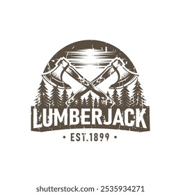 Retro Badge Lumberjack Vintage Logo Vector Template. Vector illustration