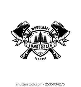 Retro Badge Lumberjack Vintage Logo Vector Template. Vector illustration