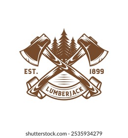 Retro Badge Lumberjack Vintage Logo Vector Template. Vector illustration