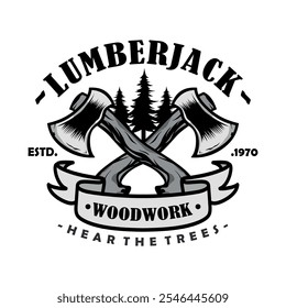 Retro Badge Lumberjack Vintage Logo Vector Template. Vector illustration