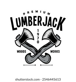 Retro Badge Lumberjack Vintage Logo Vector Template. Vector illustration