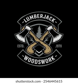 Retro Badge Lumberjack Vintage Logo Vector Template. Vector illustration