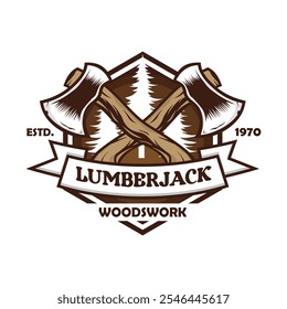 Retro Badge Lumberjack Vintage Logo Vector Template. Vector illustration