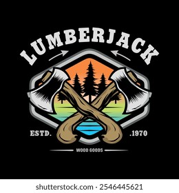 Retro Badge Lumberjack Vintage Logo Vector Template. Vector illustration