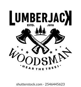 Retro Badge Lumberjack Vintage Logo Vector Template. Vector illustration