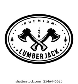 Retro Badge Lumberjack Vintage Logo Vector Template. Vector illustration