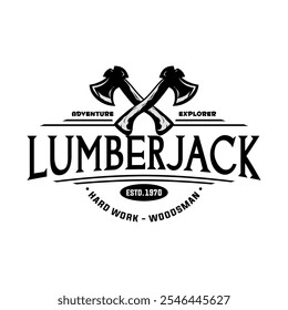 Retro Badge Lumberjack Vintage Logo Vector Template. Vector illustration