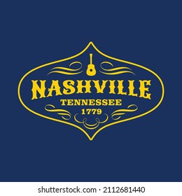 Insignia retro Nashville, Tennessee, Estados Unidos. Visita la plantilla del logotipo de la ciudad para banner, volante y marca