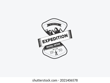Retro badge. Old emblem, logo frame and vintage silhouette badge hipster design vector