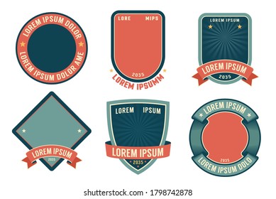 Retro badge template with ribbons. Vinage abstract emblem template. Vector illustration