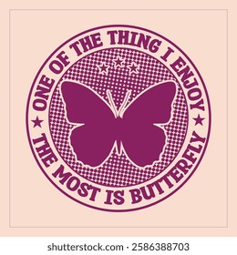 Retro badge typography butterfly concept vector t-shirt design