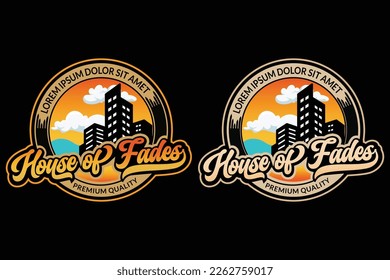 Retro Badge Vintage Logo with typography and Illustration