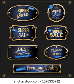 Retro badges and labels golden collection