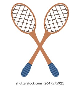 Ilustração de vetor de raquetes de badminton retro em um fundo branco. Raquetas de madeira de badminton
