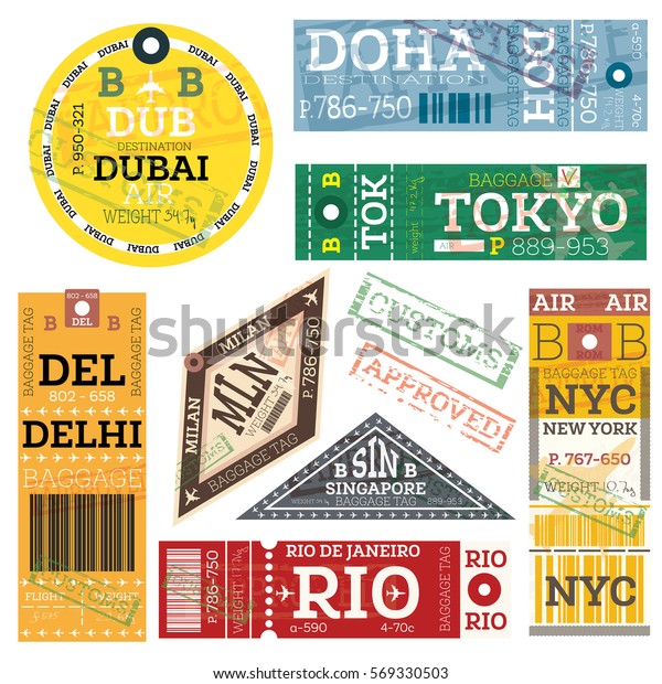 retro luggage tags