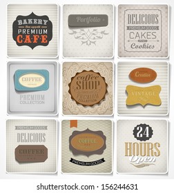 Retro bakery labels and typography, coffee shop, cafe, menu design elements