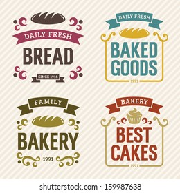 Retro bakery labels, vector illustration