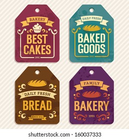 Retro bakery labels, vector illustration