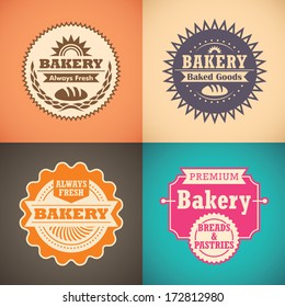 Retro bakery labels. Vector illustration.