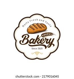 Retro Bakery Logo Design Bake and Cake Pastry Simple Homemade Badge Template