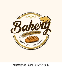 Retro Bakery Logo Design Bake and Cake Pastry Simple Homemade Badge Template