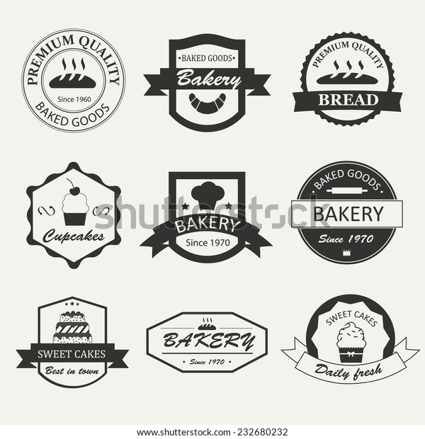 Retro Bakery Logos Badges Labels Set Stock Vector (Royalty Free) 232680232