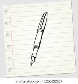 Retro ballpoint pen doodle design style. Classic writing tools ketch hand drawn in vector illustration