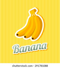 Retro banana with title on striped background