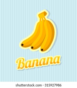 Retro banana with title on striped background