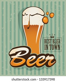 Retro banner with a beer