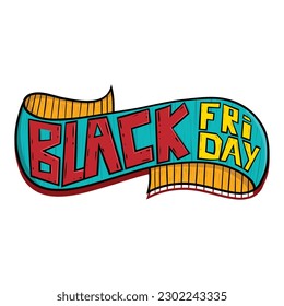 Retro Banner Black Friday .Hand drawn trendy design element . For sale Promotion or Advertisement offer