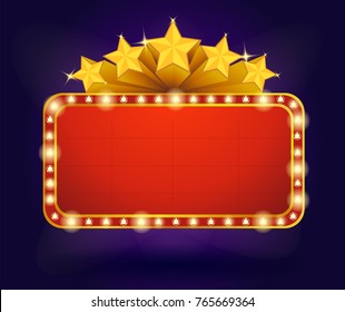 Retro banner cinema style with lights, vector  illustration