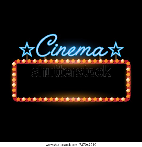 Retro Banner Cinema Vintage Neon Sign Stock Vector (Royalty Free) 737069710