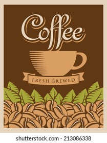 retro banner with coffee cup and beans