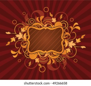 Retro banner with design elements on a striped background