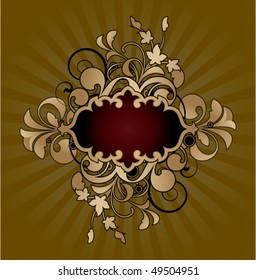 Retro banner with design elements on a striped background