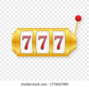 Retro banner for game background design. Winner banner. Slot machine with lucky sevens jackpot. Vector stock illustration.