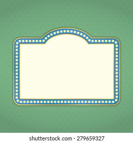 Retro banner with lights on green background, vector eps10 illustration