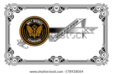 Retro banner with logo and floral frame