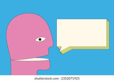 Retro banner with man and bubble speech. Vector illustration.