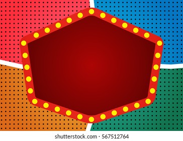 Retro banner on colorful halftone background. Vector illustration