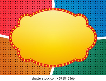 Retro banner on colorful halftone background. Vector illustration