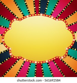 Retro banner on colorful shining background. Vector illustration