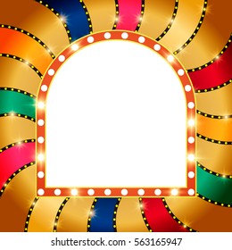 Retro banner on colorful shining background. Vector illustration