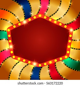 Retro banner on colorful shining background. Vector illustration